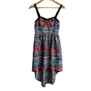 Lottie & Holly Aztec Print High Low Dress Boho Y2K S